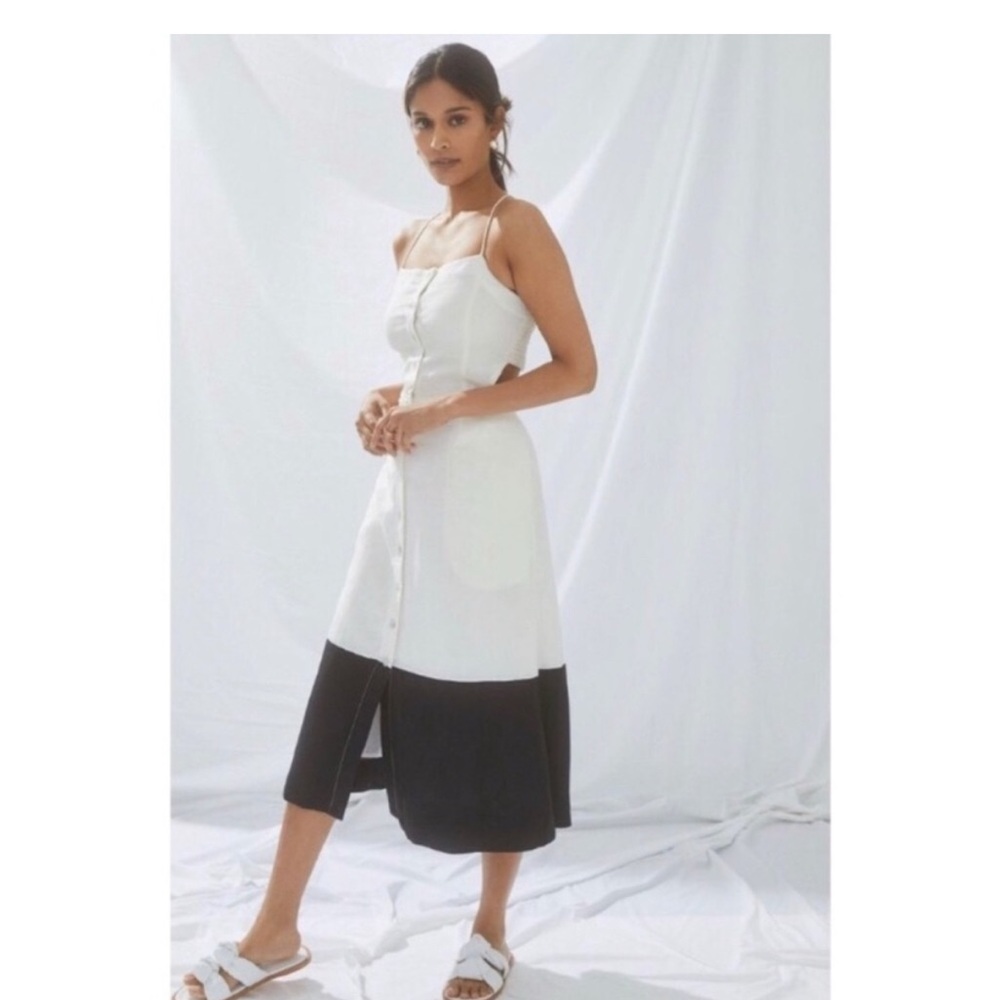 Anthropologie Maeve Chic Black and White Midi Dress